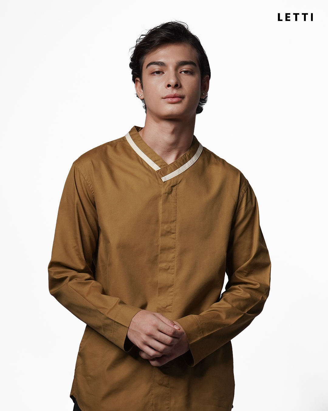 Dune Asymmetric Collar Long Sleeve Shirt