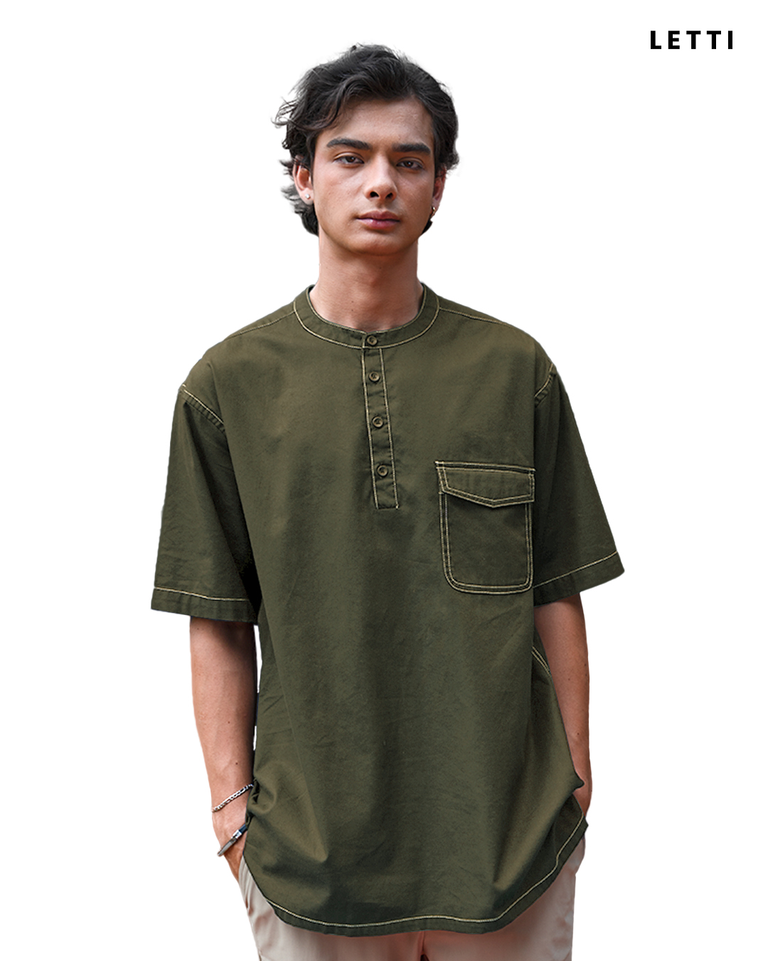 Ezra Round Collar Boxy Shirt