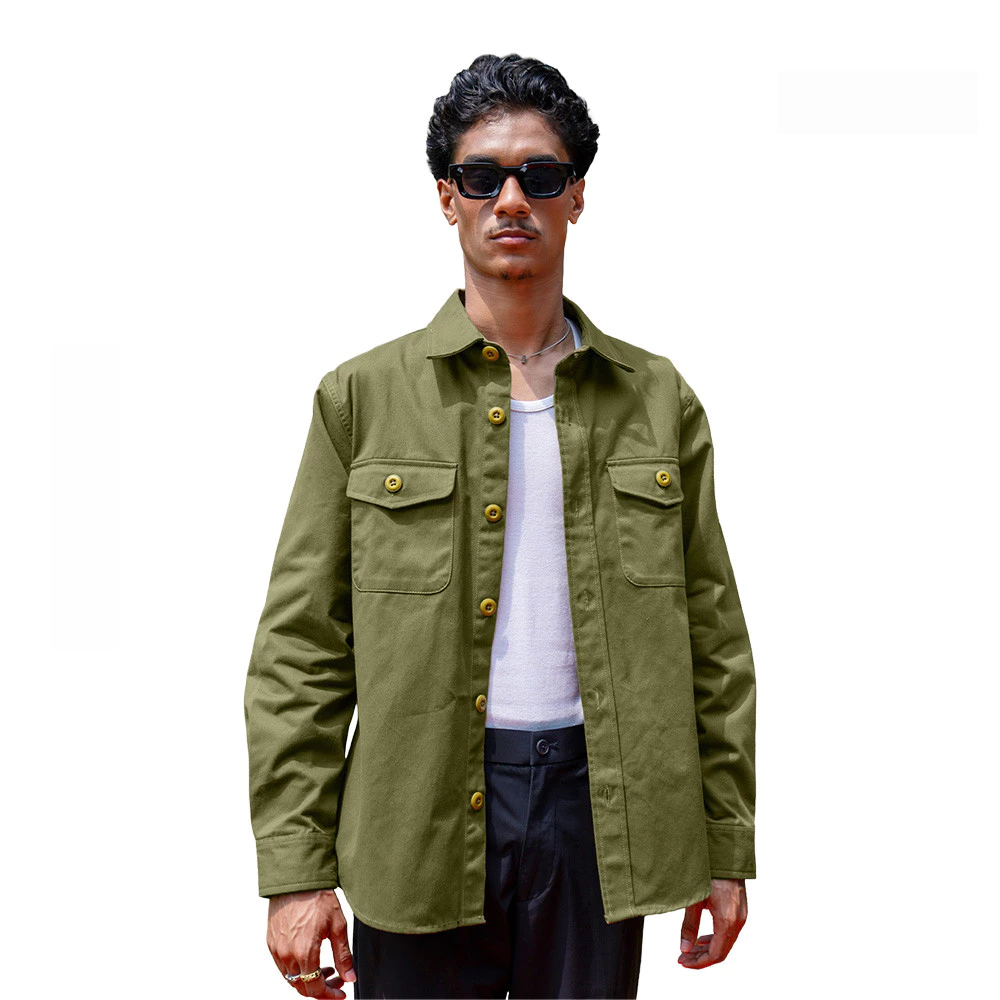 Variasi warna Black dan Olive pada koleksi shacket LETTI Rue bernuansa earth tone.